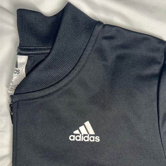 adidas Youth Unisex Track Jacket - Black/White, Size L (14) - Picture 6 of 12